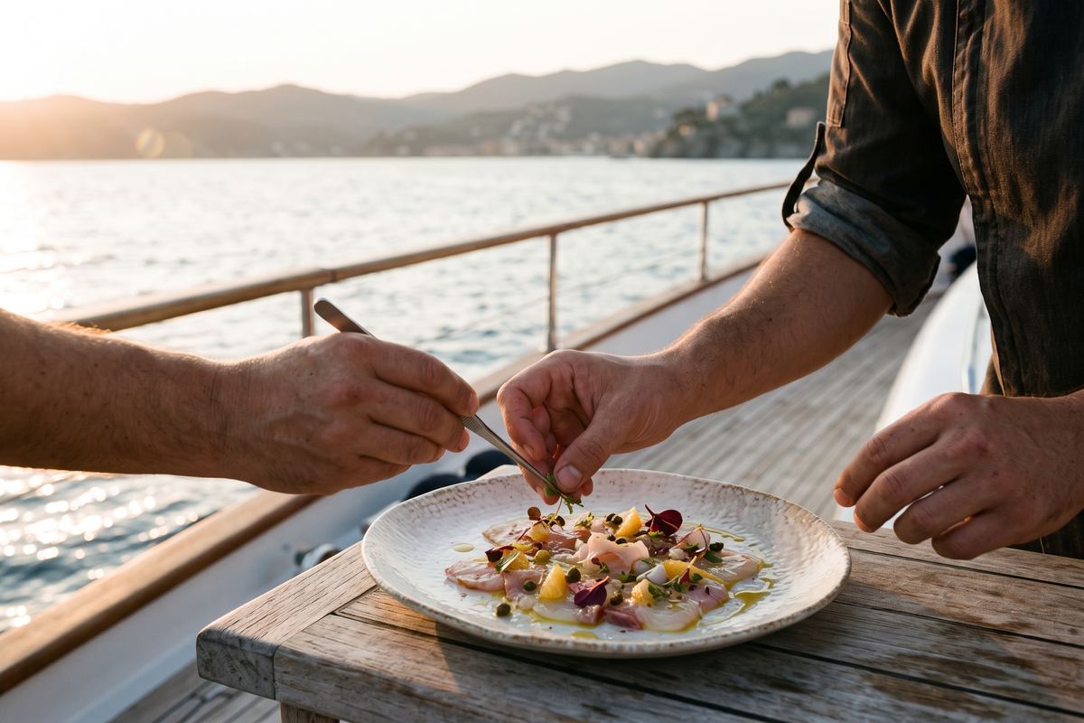 Aperitivo in barca al tramonto, dettaglio