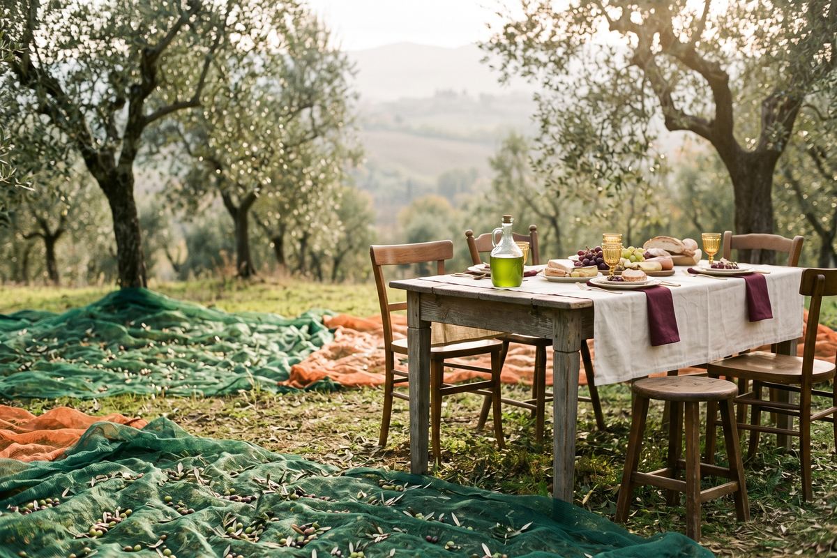 Vendemmia e raccolta delle olive, dettaglio
